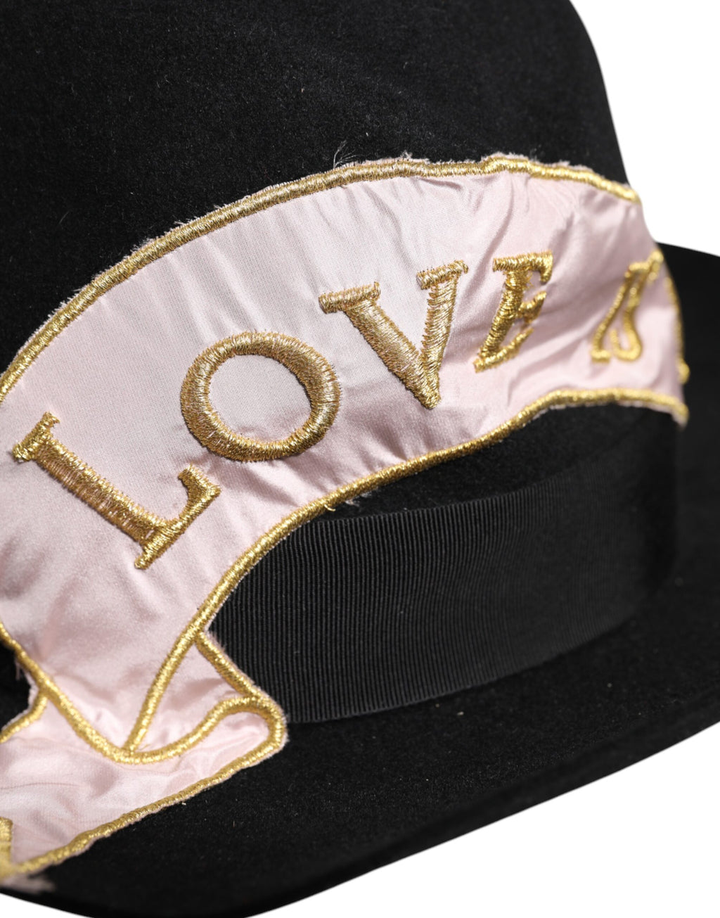 Dolce & Gabbana Women's Black Hat with Embroidered Logo and Wide Brim