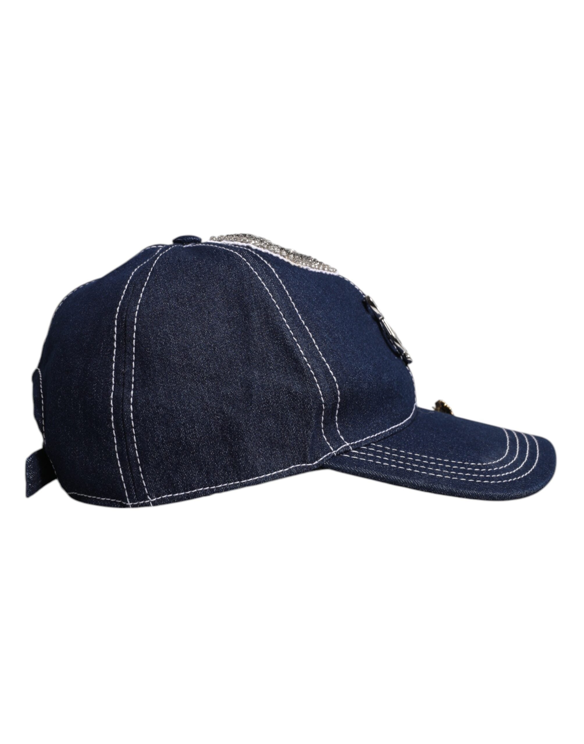 Dolce & Gabbana Blaue Baseballkappe mit Kristallverzierung