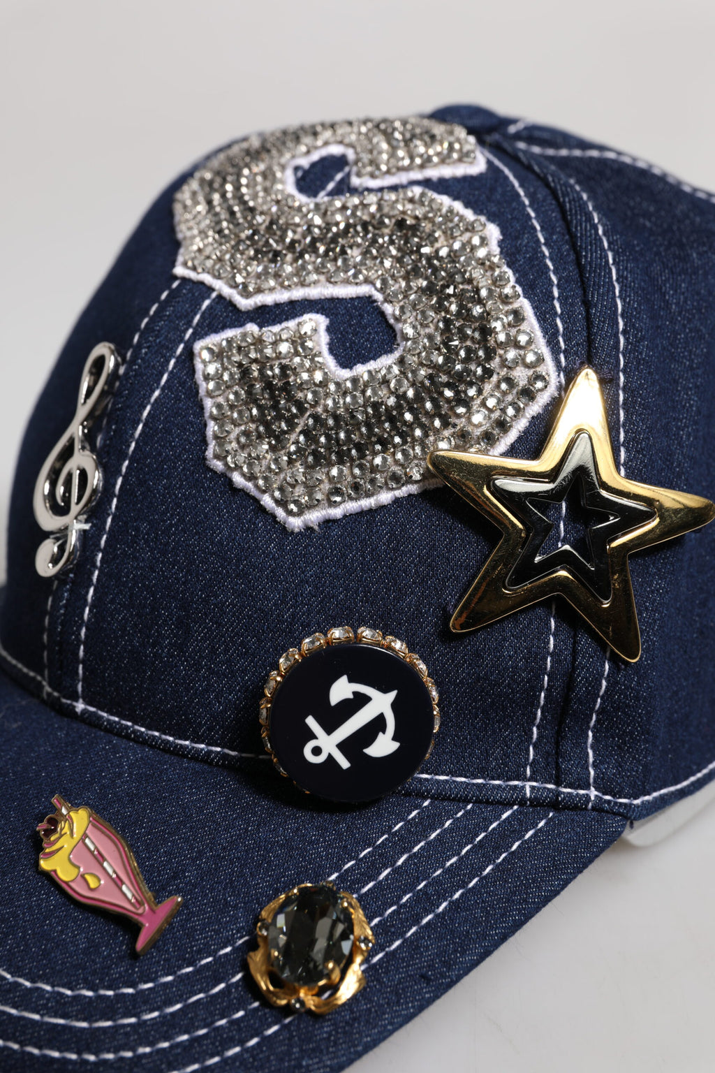 Dolce & Gabbana Blaue Baseballkappe mit Kristallverzierung