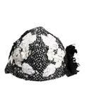 Dolce & Gabbana Black Wool Cloche Hat with White Floral Embellishment