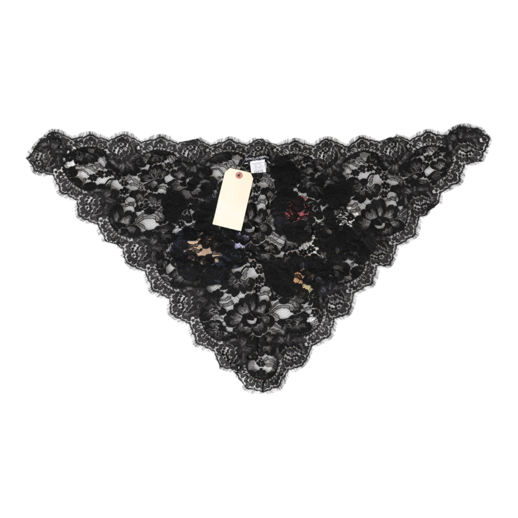 Dolce & Gabbana Schwarze Spitze mit Blumenapplikation Baumwollschleier Hut