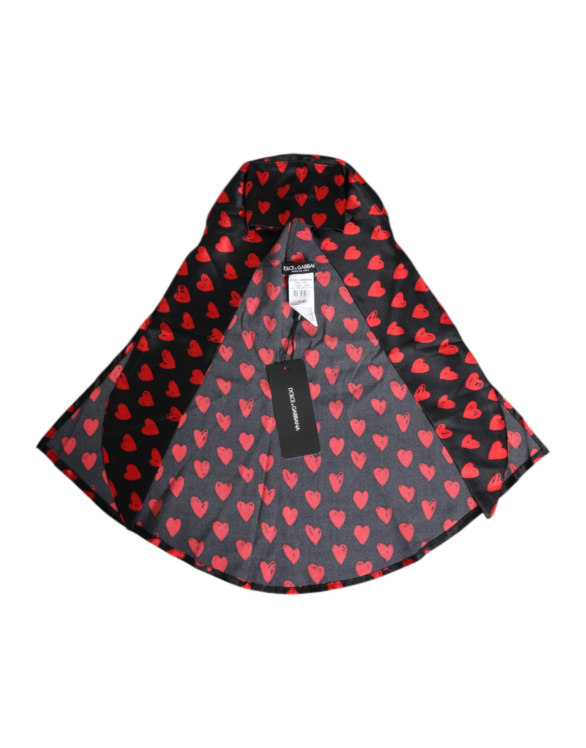 Dolce & Gabbana Schwarz Rote Herzen Polyester Hut