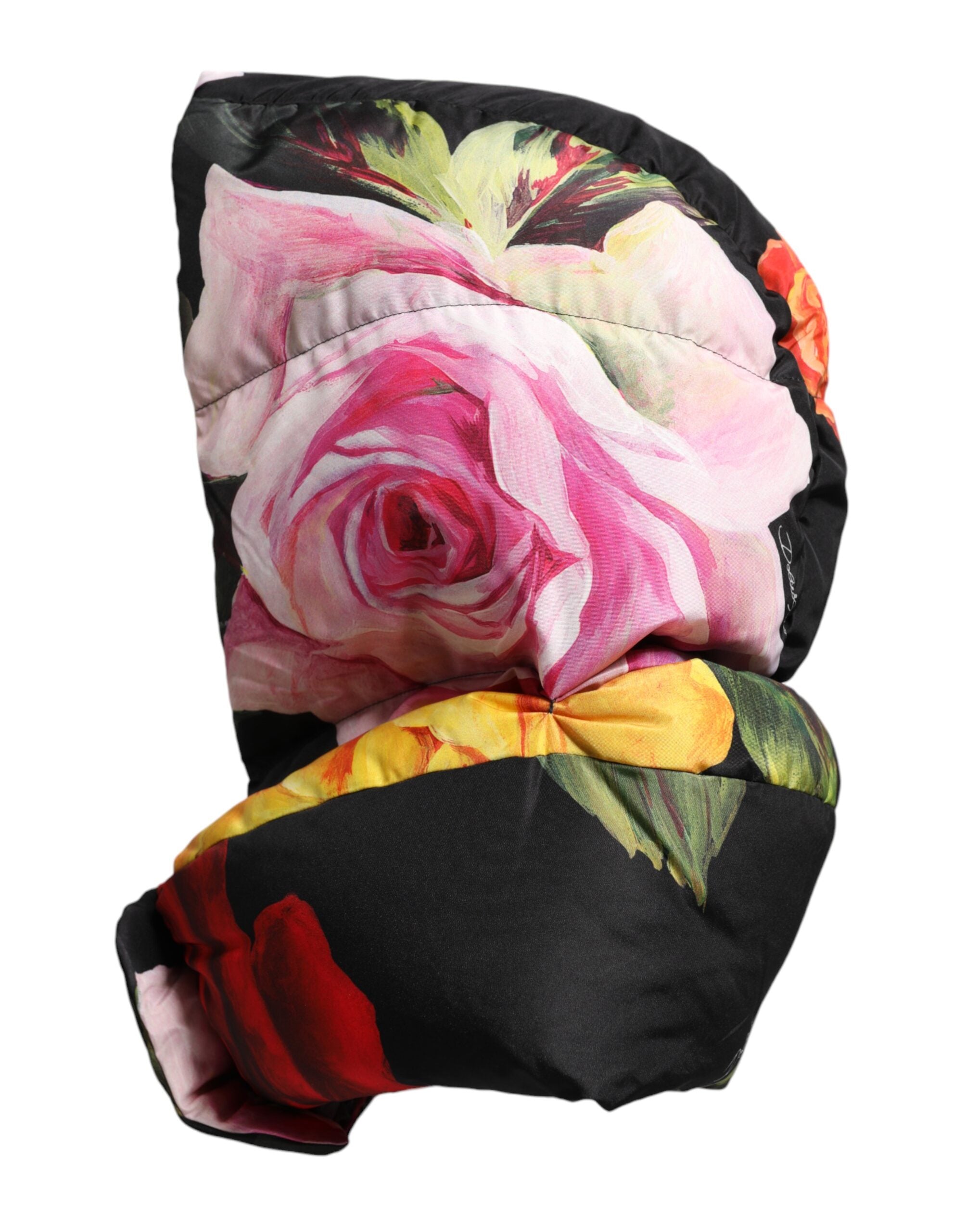 Dolce & Gabbana Schwarzer Blumendruck Ganzkopf-Wickelhut