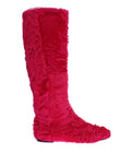 Dolce & Gabbana Rosa Lammfell-Lederstiefel flach