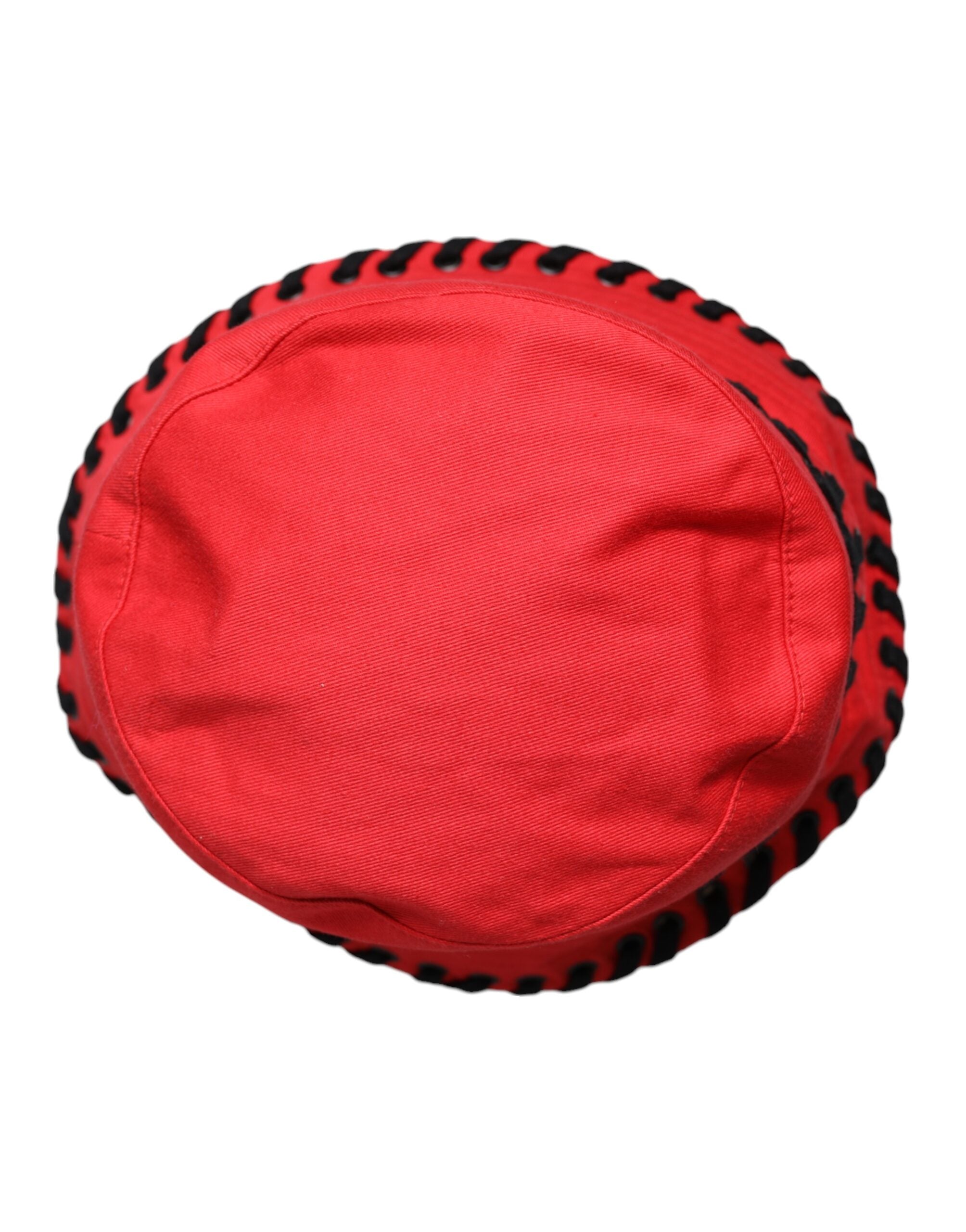Dolce & Gabbana Rote Spitze Polyester breite Krempe Eimer Hut
