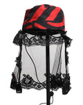 Dolce & Gabbana Black Red Striped Lace Tulle Bucket Hat