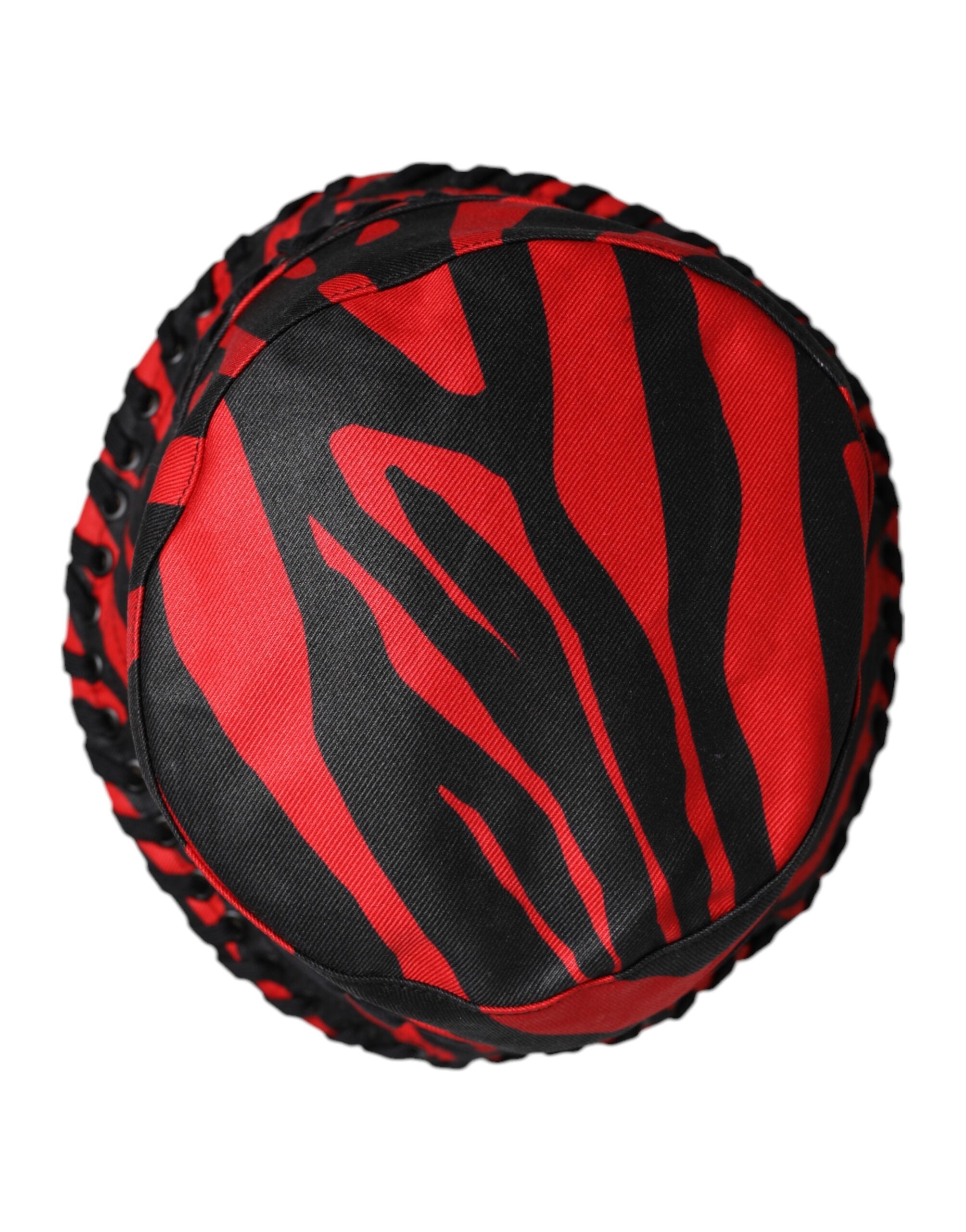 Dolce & Gabbana Black and Red Striped Polyester Wide-Brim Bucket Hat