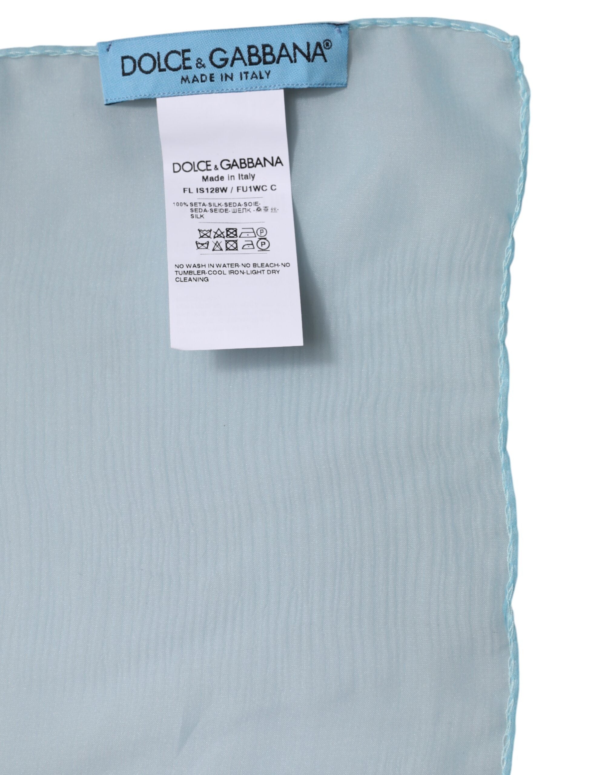 Dolce & Gabbana Hellblauer Seidenschal in Rechteckform, Wickelschal