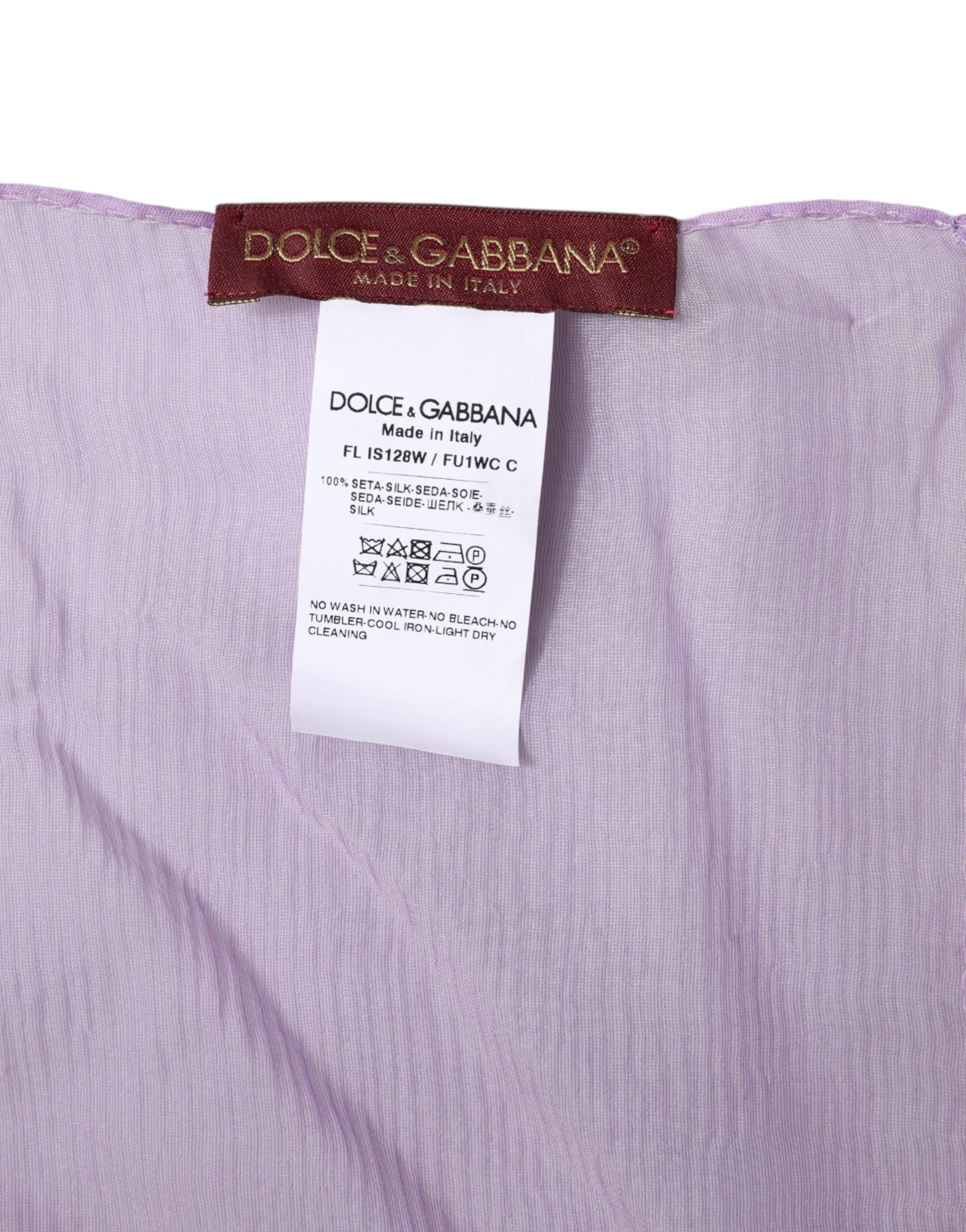 Dolce & Gabbana Purple Silk Scarf Rectangle Wrap Scarf