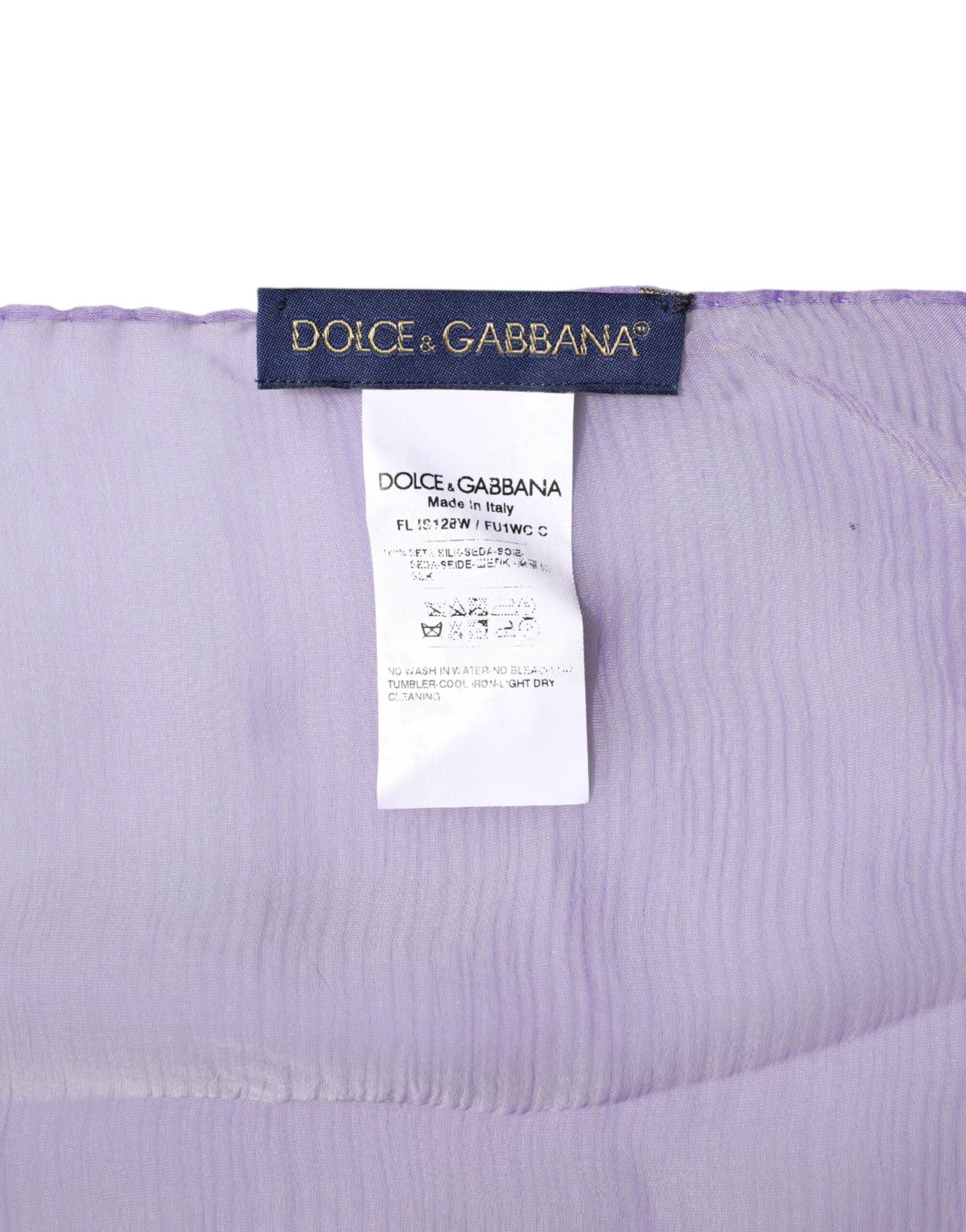 Dolce & Gabbana Purple Silk Scarf Rectangle Wrap Scarf