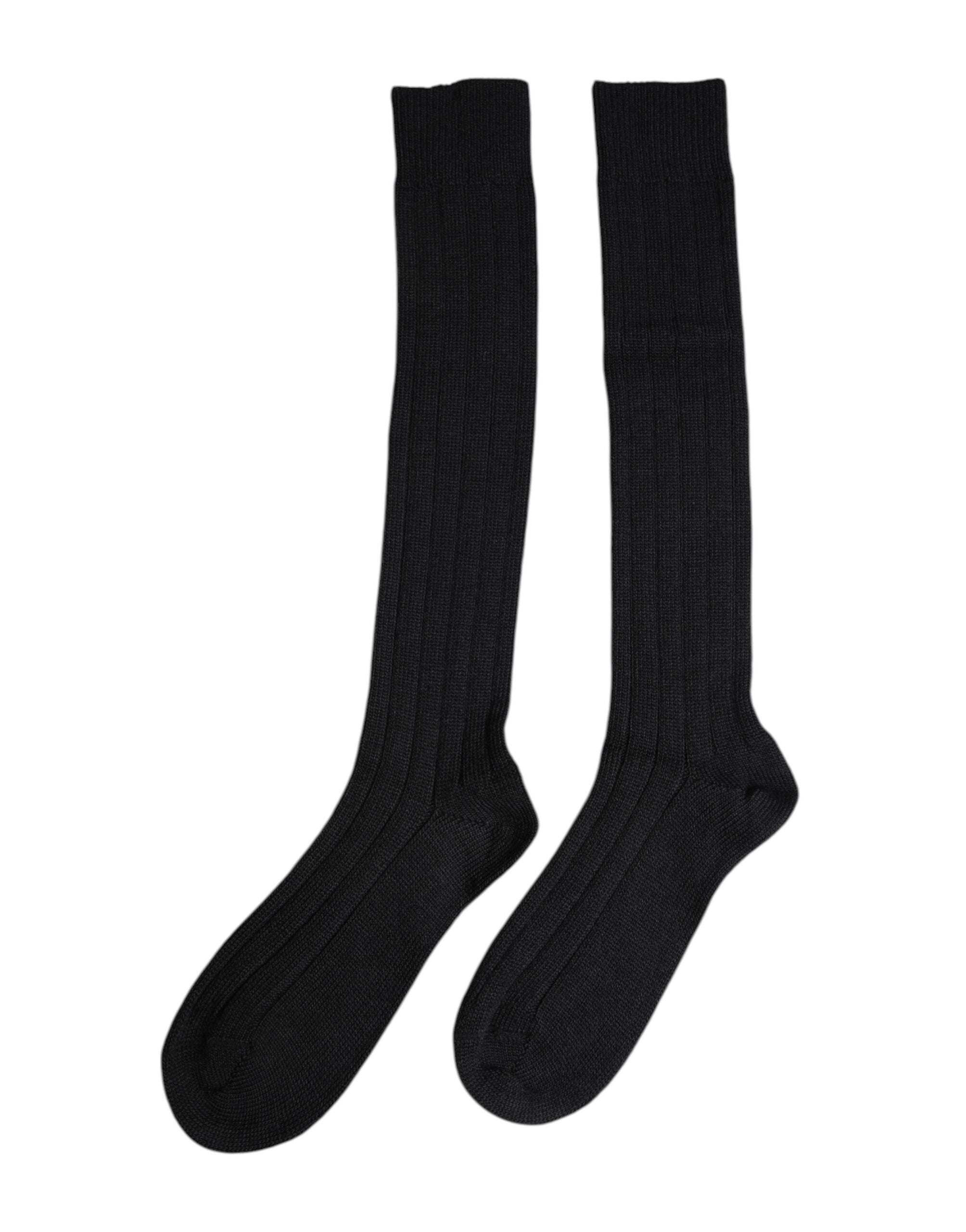 Dolce & Gabbana Schwarze DG Logo Print Over The Calf Socken