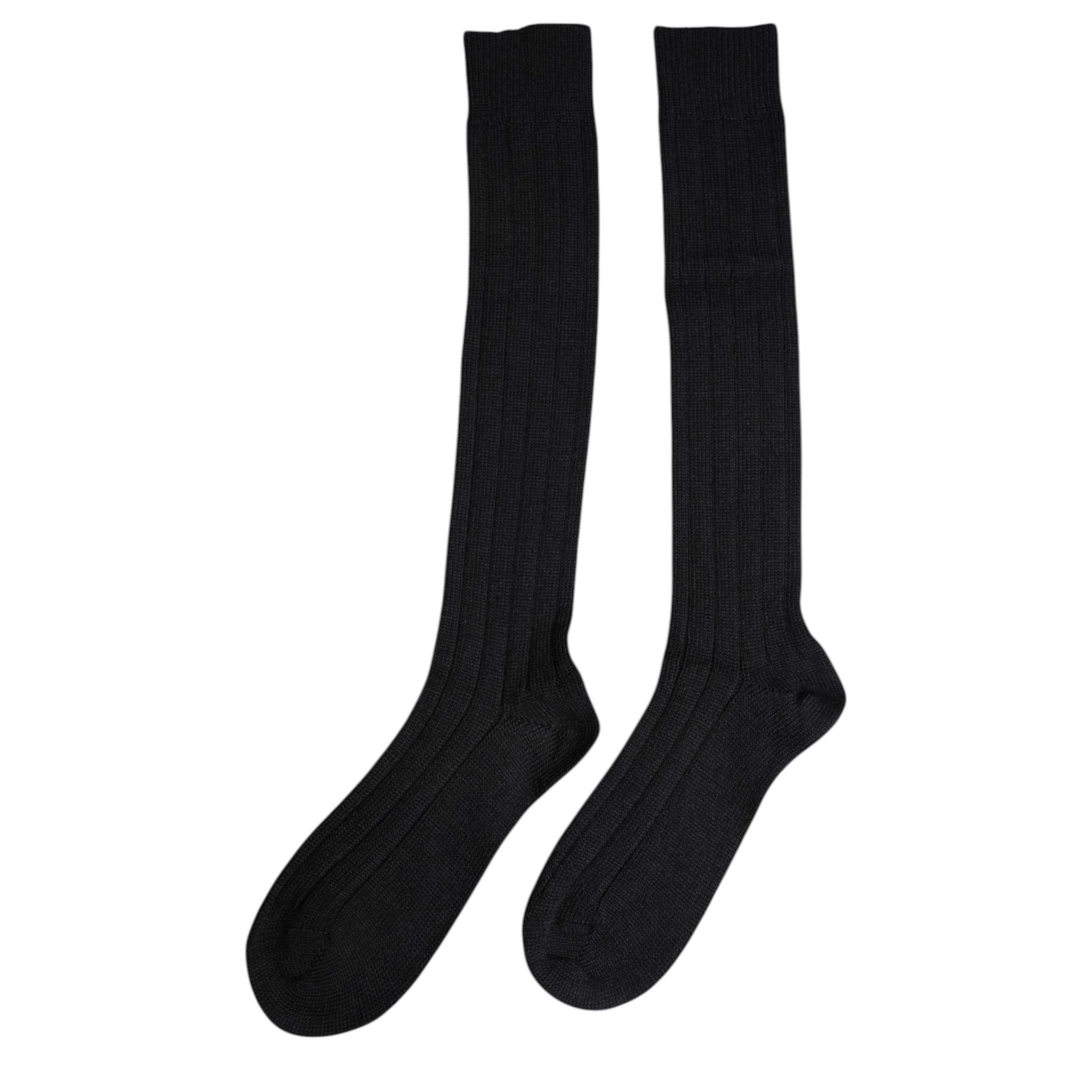 Dolce & Gabbana Schwarze DG Logo Print Over The Calf Socken