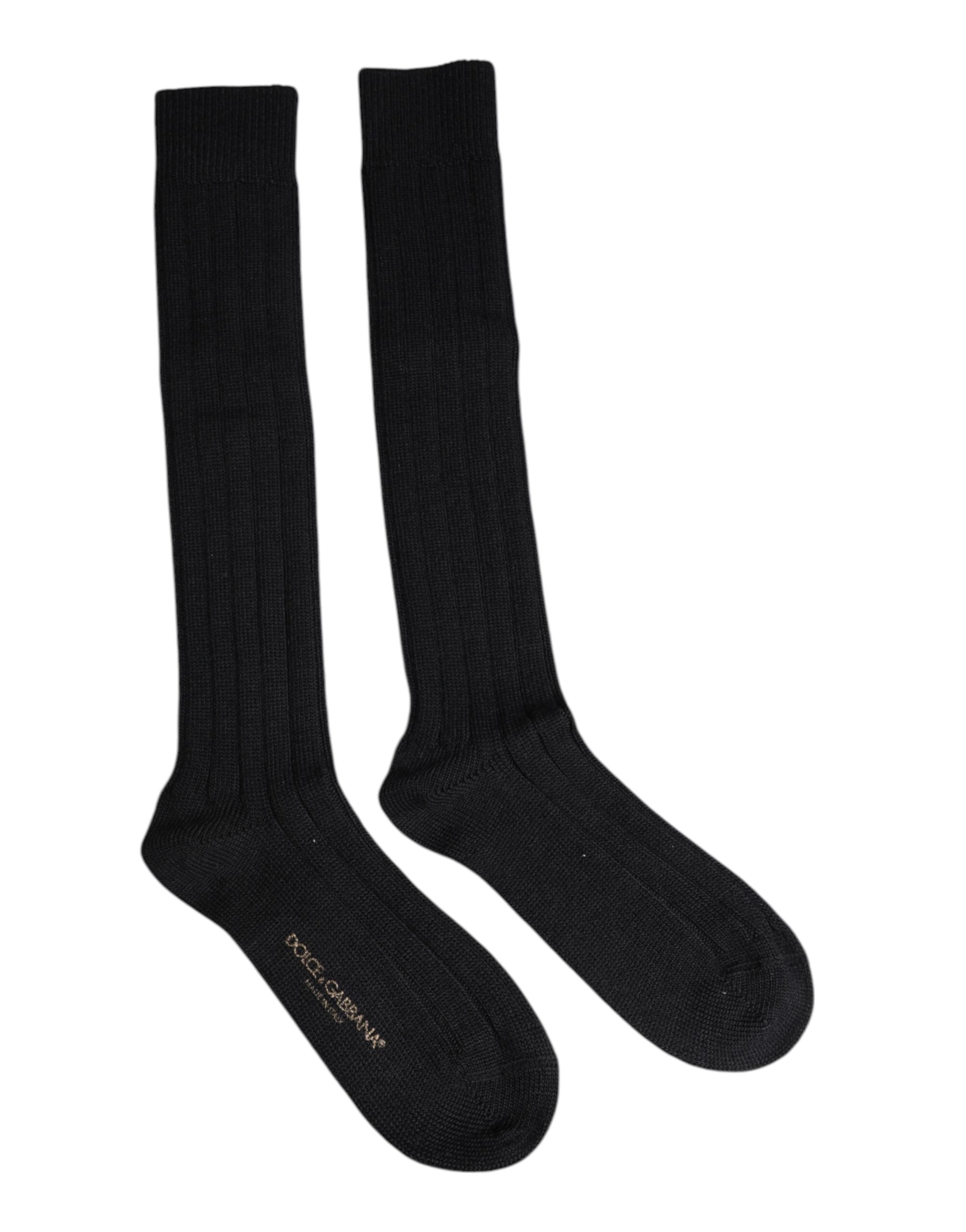 Dolce & Gabbana Schwarze DG Logo Print Over The Calf Socken