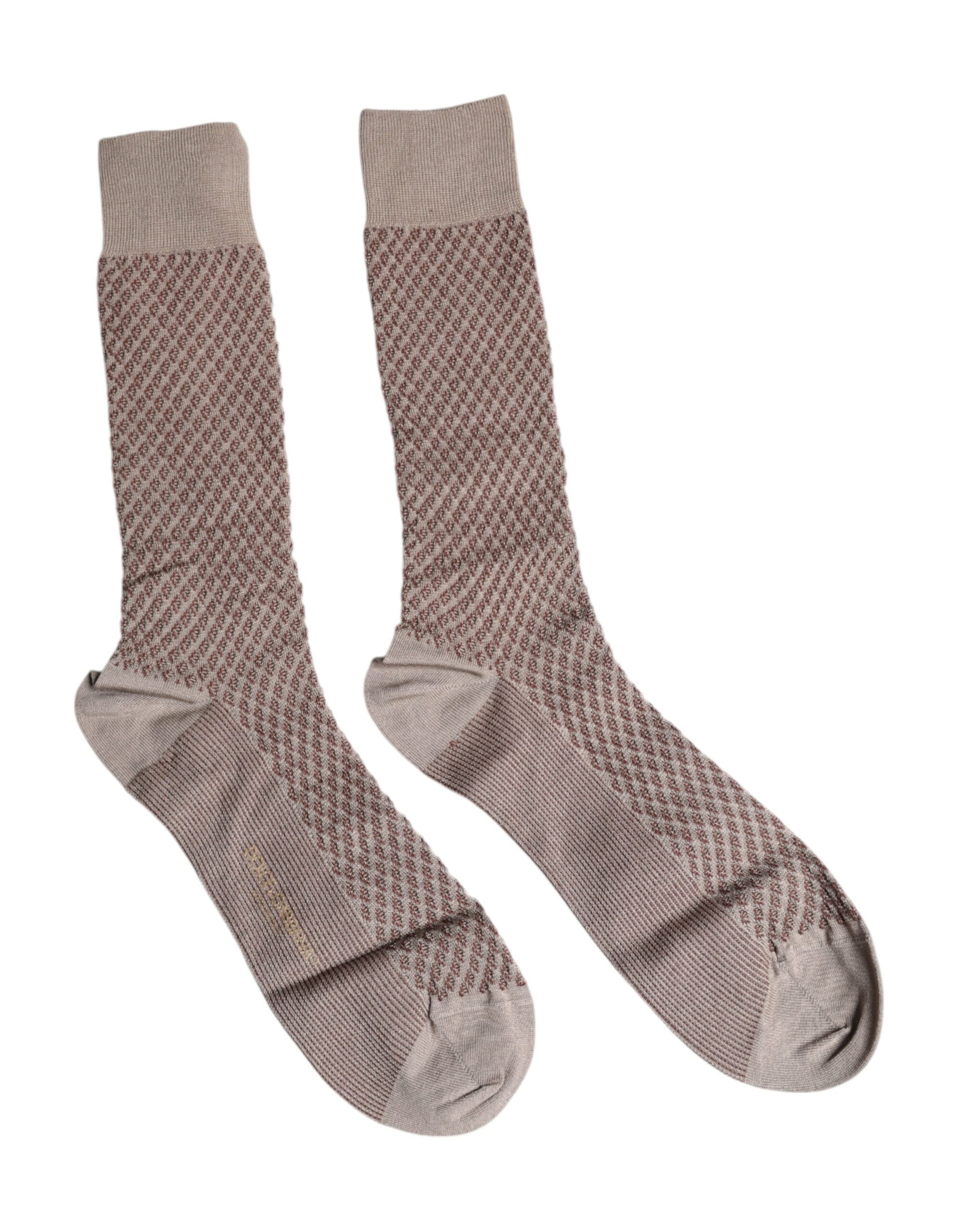 Dolce & Gabbana Brown Solid DG Logo Mid Calf Men's Socks