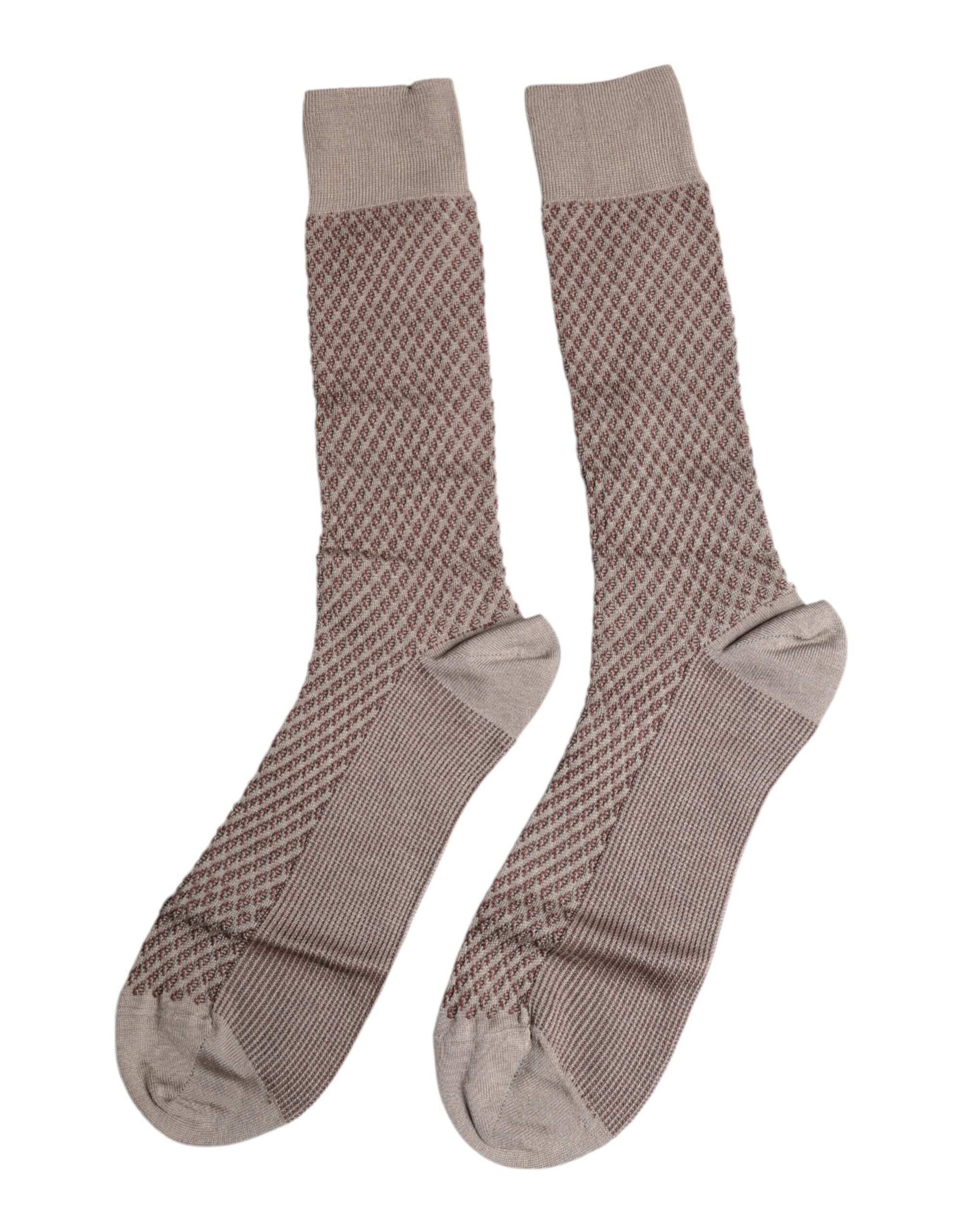 Dolce & Gabbana Brown Solid DG Logo Mid Calf Men's Socks