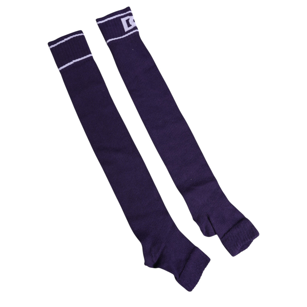 Dolce & Gabbana Lila Baumwolle DG Logo Print Open Toe Socken