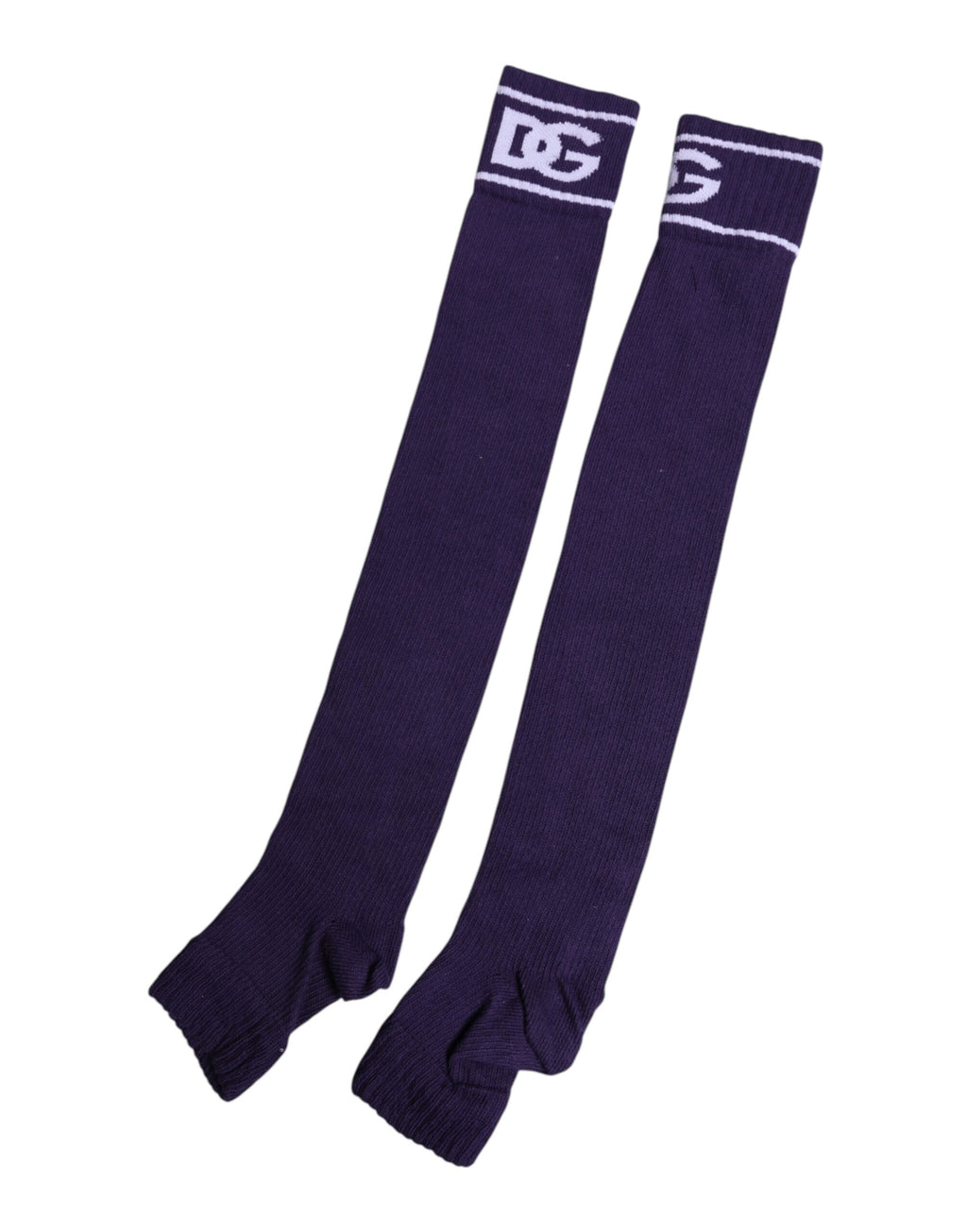 Dolce & Gabbana Lila Baumwolle DG Logo Print Open Toe Socken