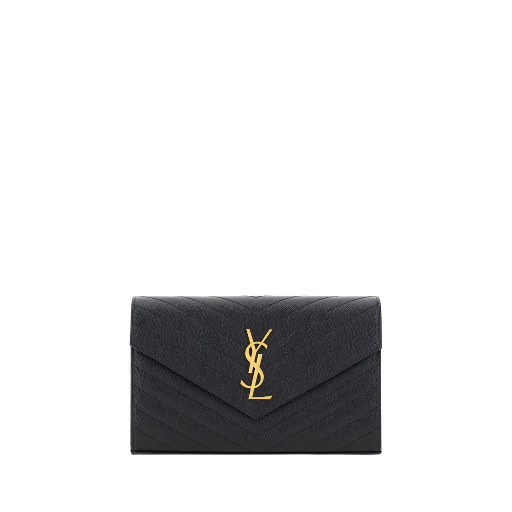 Saint Laurent Schwarze Bos Taurus Kalbsleder Schultertasche