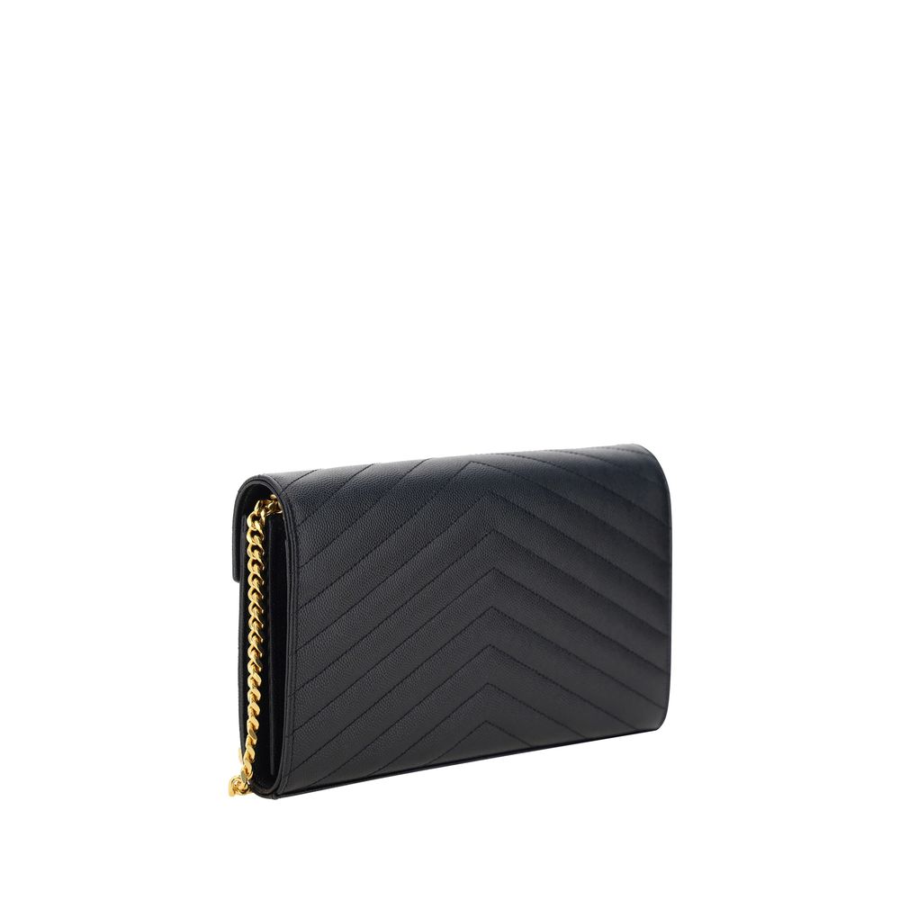 Saint Laurent Schwarze Bos Taurus Kalbsleder Schultertasche