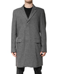 Dolce & Gabbana Grauer einreihiger Trenchcoat aus Wolle Jacke