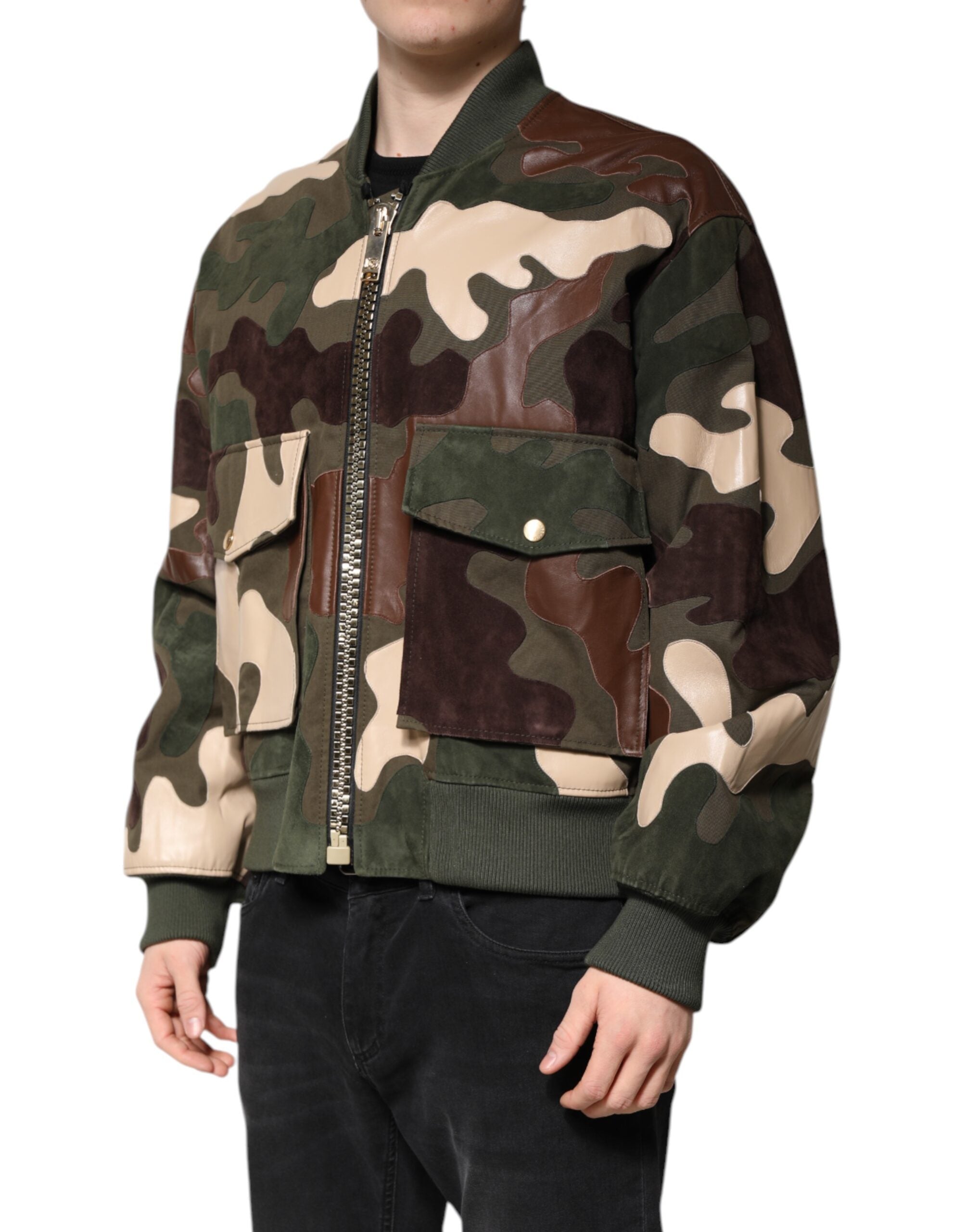 Dolce & Gabbana Multicolored Cotton Zipper Bomber Jacket