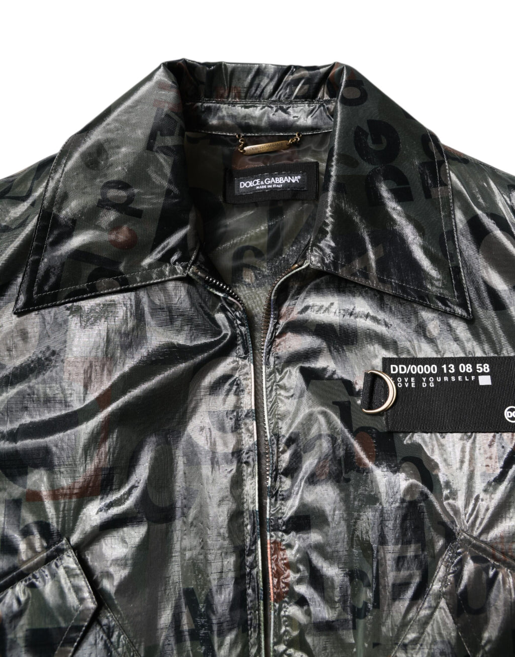 Dolce & Gabbana Green DG Logo Print Zip-Through Bomber Jacket