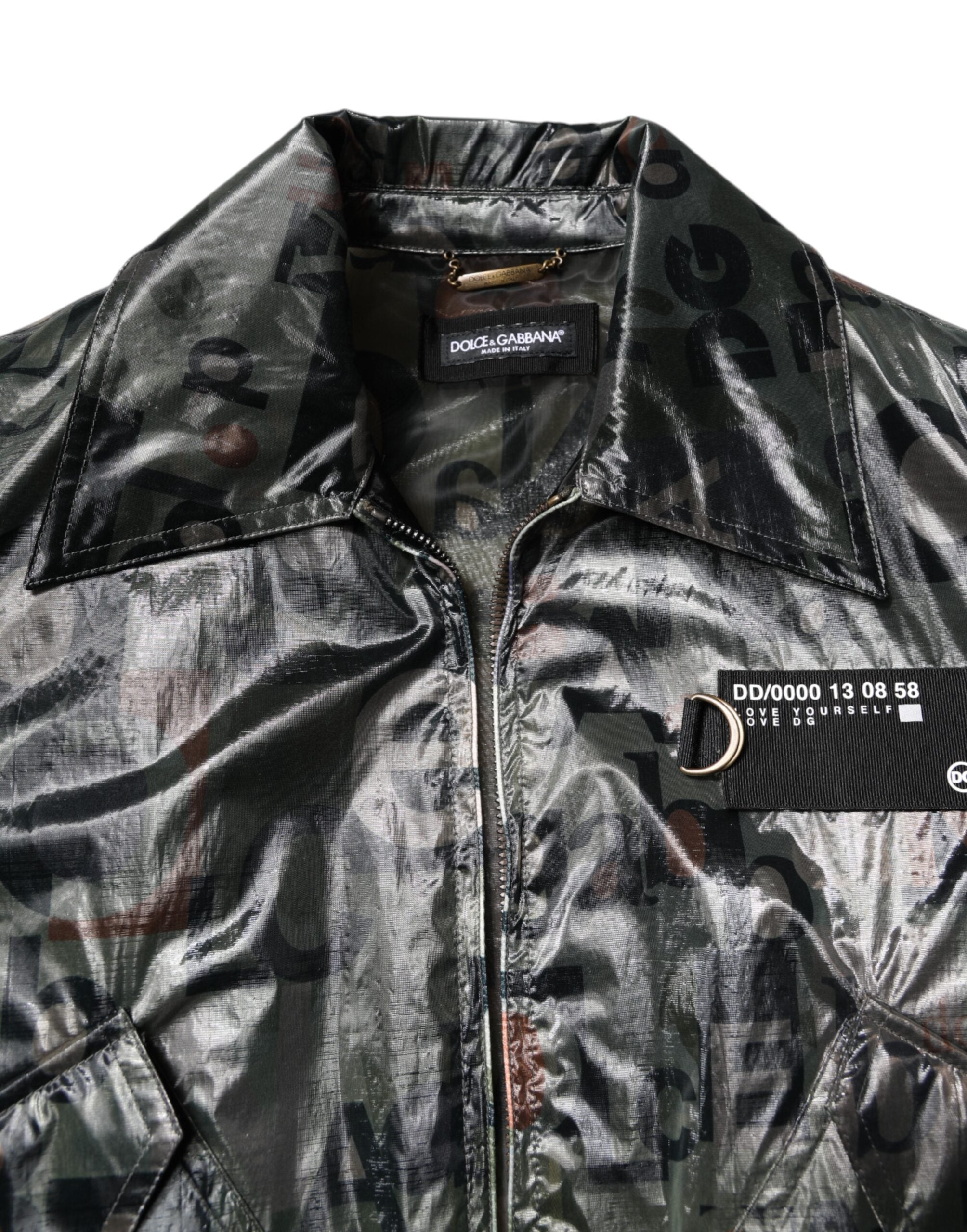 Dolce & Gabbana Green DG Logo Print Zip-Through Bomber Jacket