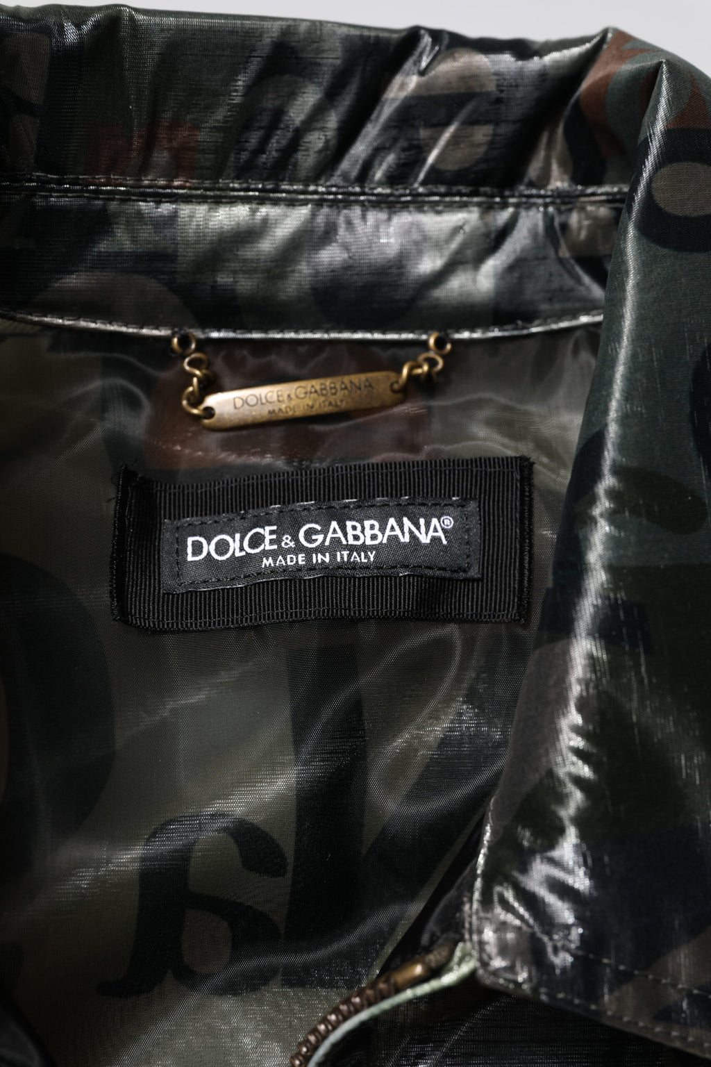 Dolce & Gabbana Green DG Logo Print Zip-Through Bomber Jacket