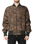 Dolce & Gabbana Brown Camouflage Full-Zip Bomber Jacket
