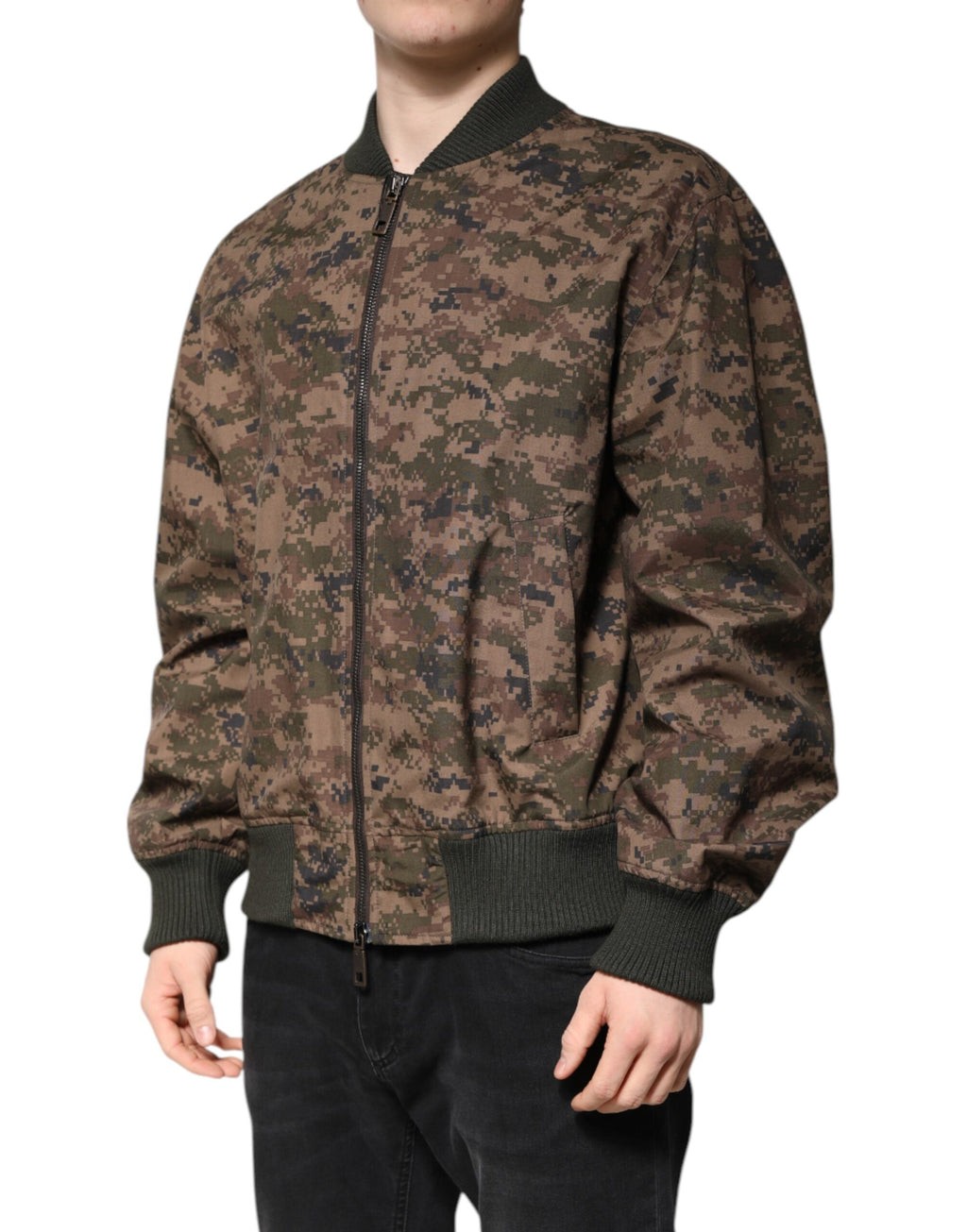 Dolce & Gabbana Brown Camouflage Full-Zip Bomber Jacket