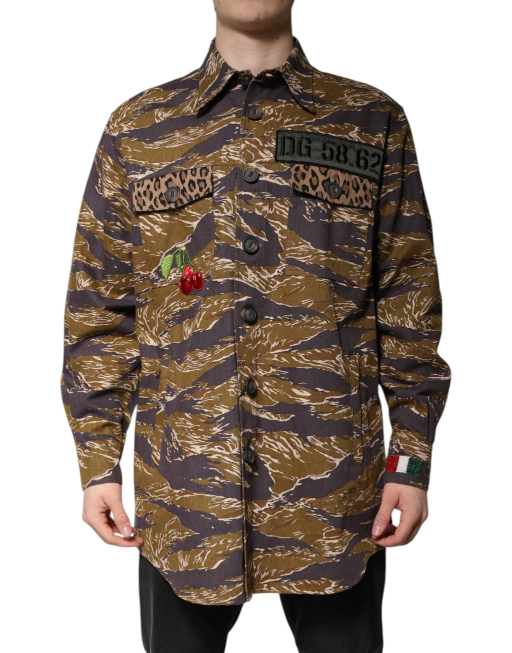 Dolce & Gabbana Brown Leopard Print Coat Jacket with Cotton Collar