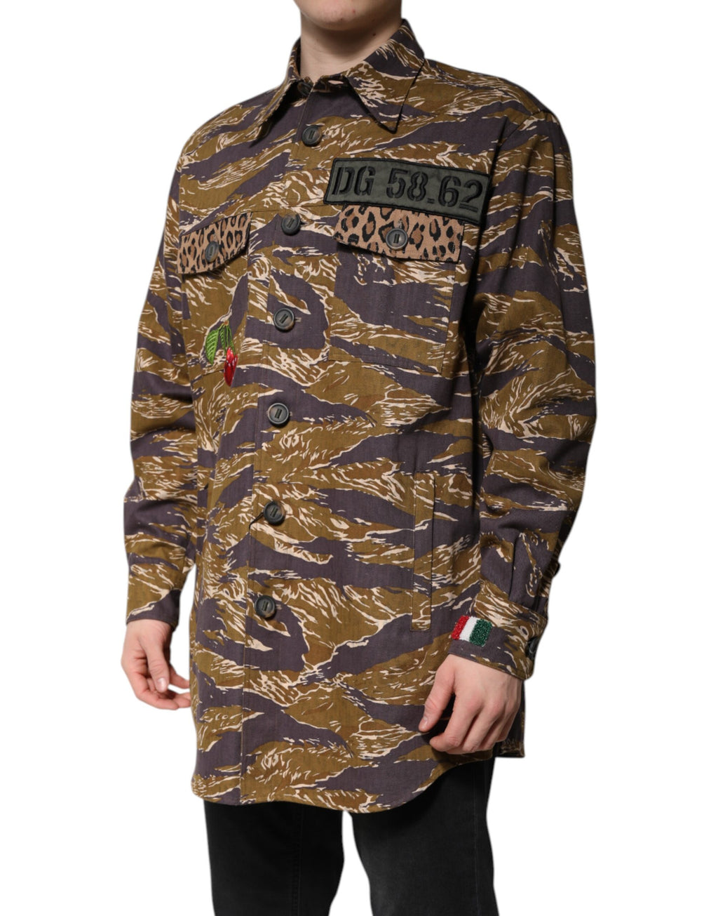 Dolce & Gabbana Brown Leopard Print Coat Jacket with Cotton Collar