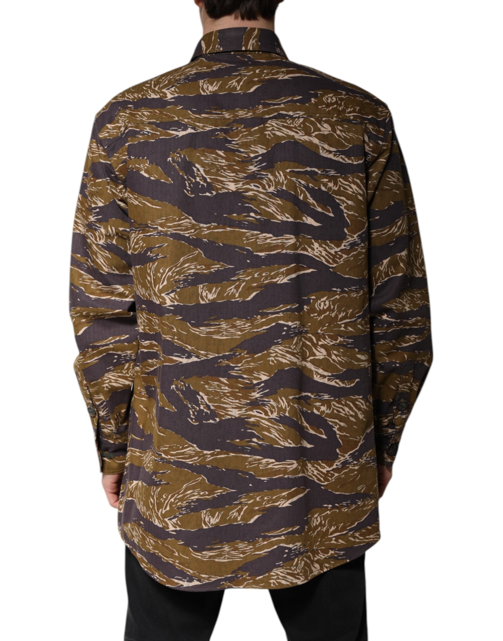 Dolce & Gabbana Brown Leopard Print Coat Jacket with Cotton Collar