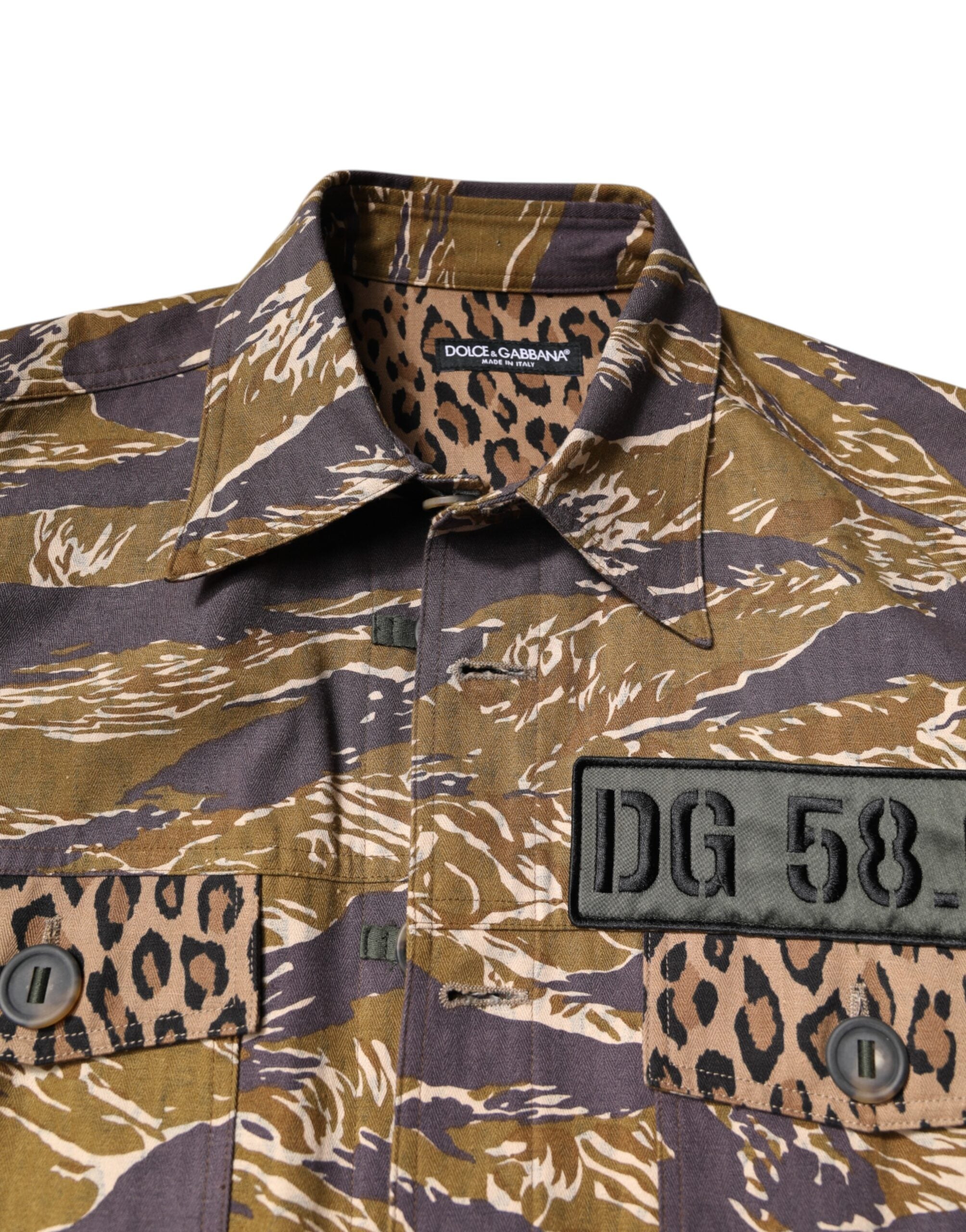 Dolce & Gabbana Brown Leopard Print Coat Jacket with Cotton Collar