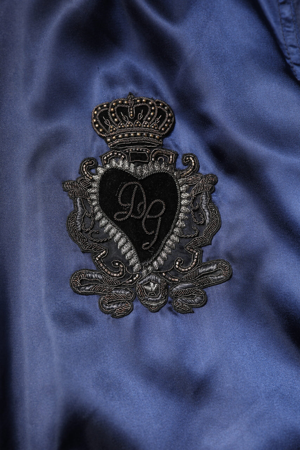 Dolce & Gabbana Blue Nylon DG Crown Full-Zip Bomber Jacket