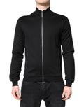 Dolce & Gabbana Black Cotton Logo Full Zip Men's Bomber Jacket