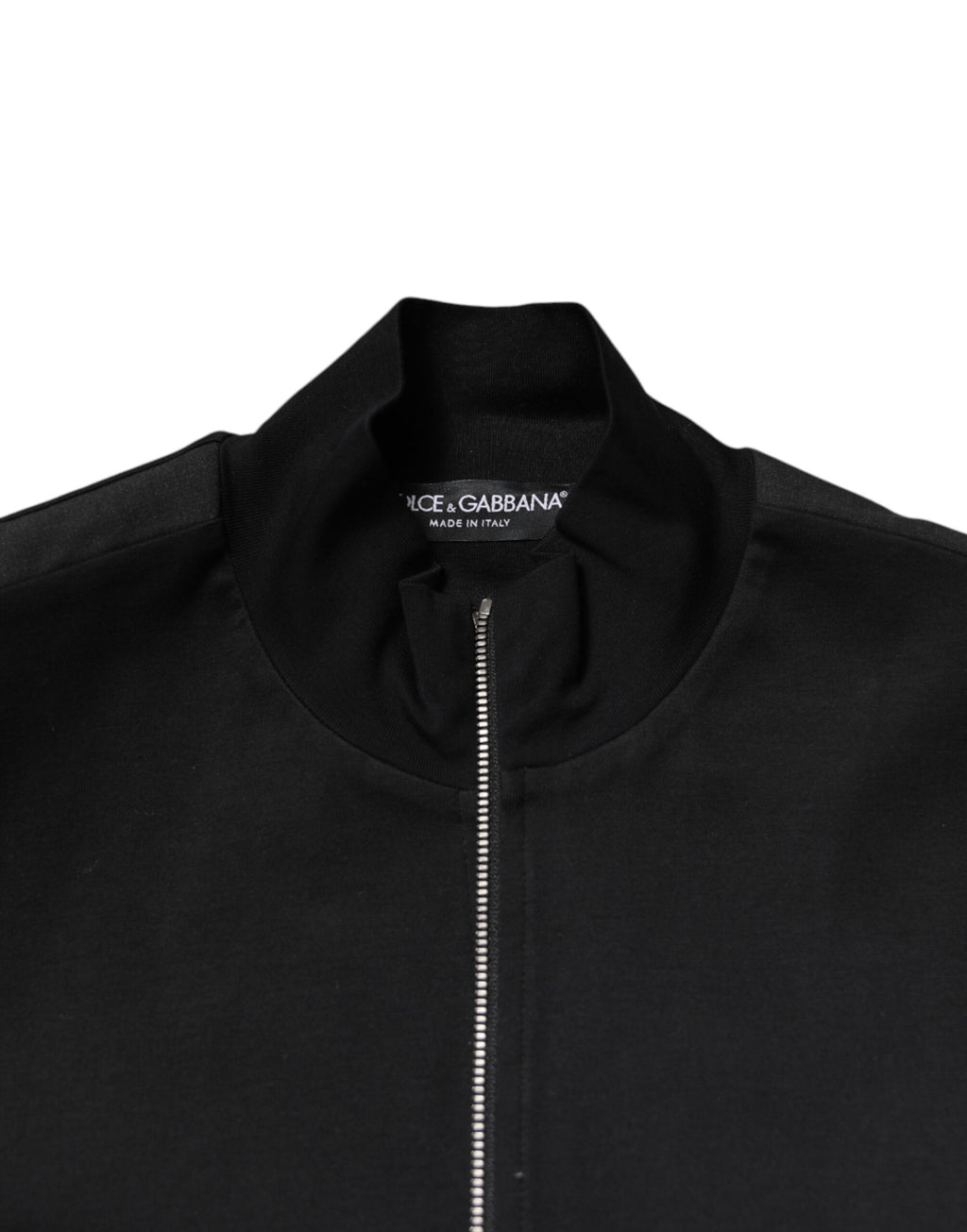Dolce & Gabbana Black Cotton Logo Full Zip Men's Bomber Jacket