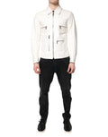 Dolce & Gabbana White Full-Zip Biker Coat