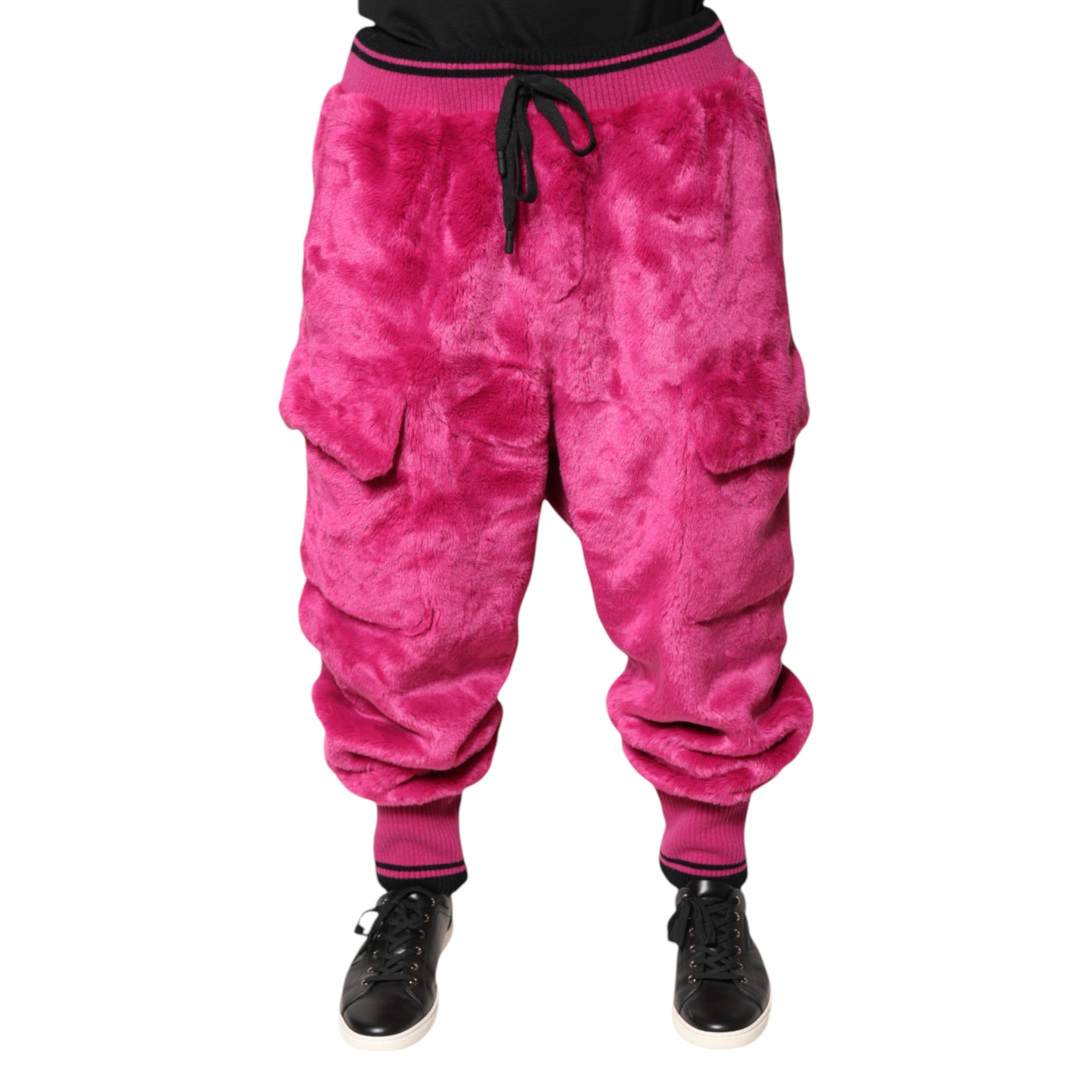Dolce & Gabbana Pink Acrylic Cargo Jogging Sweatpants