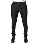Dolce & Gabbana Black Floral Jacquard Mid-Rise Trousers