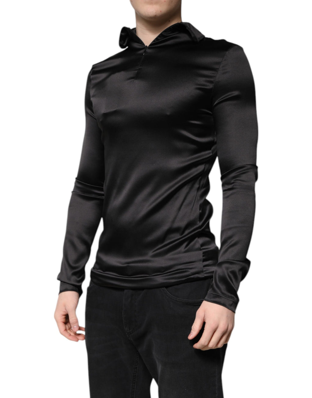 Dolce & Gabbana Schwarzer Seiden-Rollkragenpullover für Männer Pullover