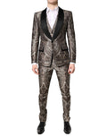 Dolce & Gabbana Multicolor Jacquard einreihiger 3 teiliger Anzug