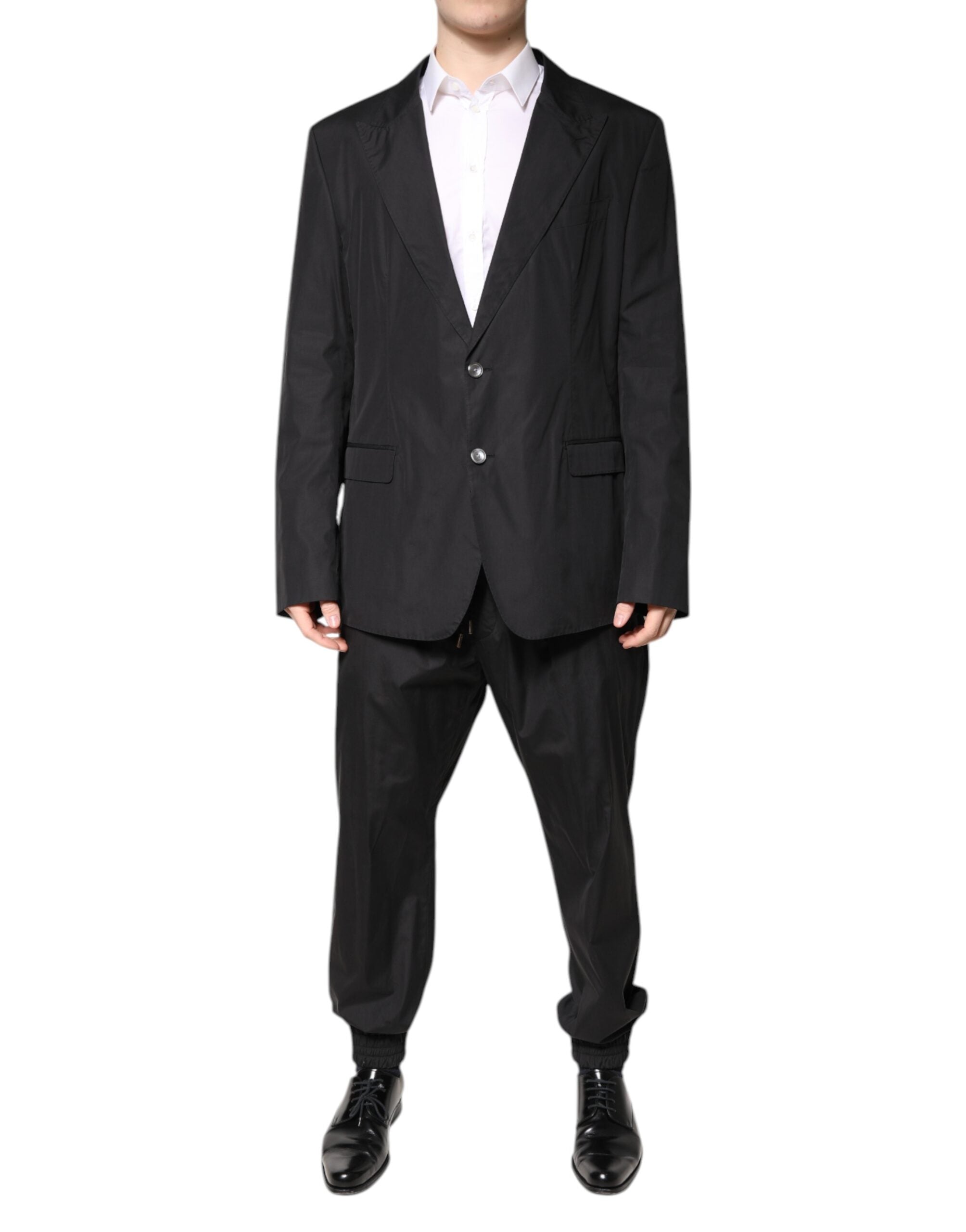Dolce & Gabbana Black Single-Breasted 2-Piece Cotton Suit