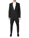 Dolce & Gabbana Schwarzer Polyester-Jacquard-Anzug mit Blumenmuster, 2 Teile