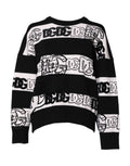 Dolce & Gabbana Schwarzer weißer Wollpullover mit Logodruck
