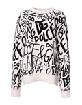 Dolce & Gabbana White Black Logo Print Women's Pullover Sweater