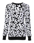 Dolce & Gabbana Schwarzer weißer Logodruck Frauen Pullover Pullover