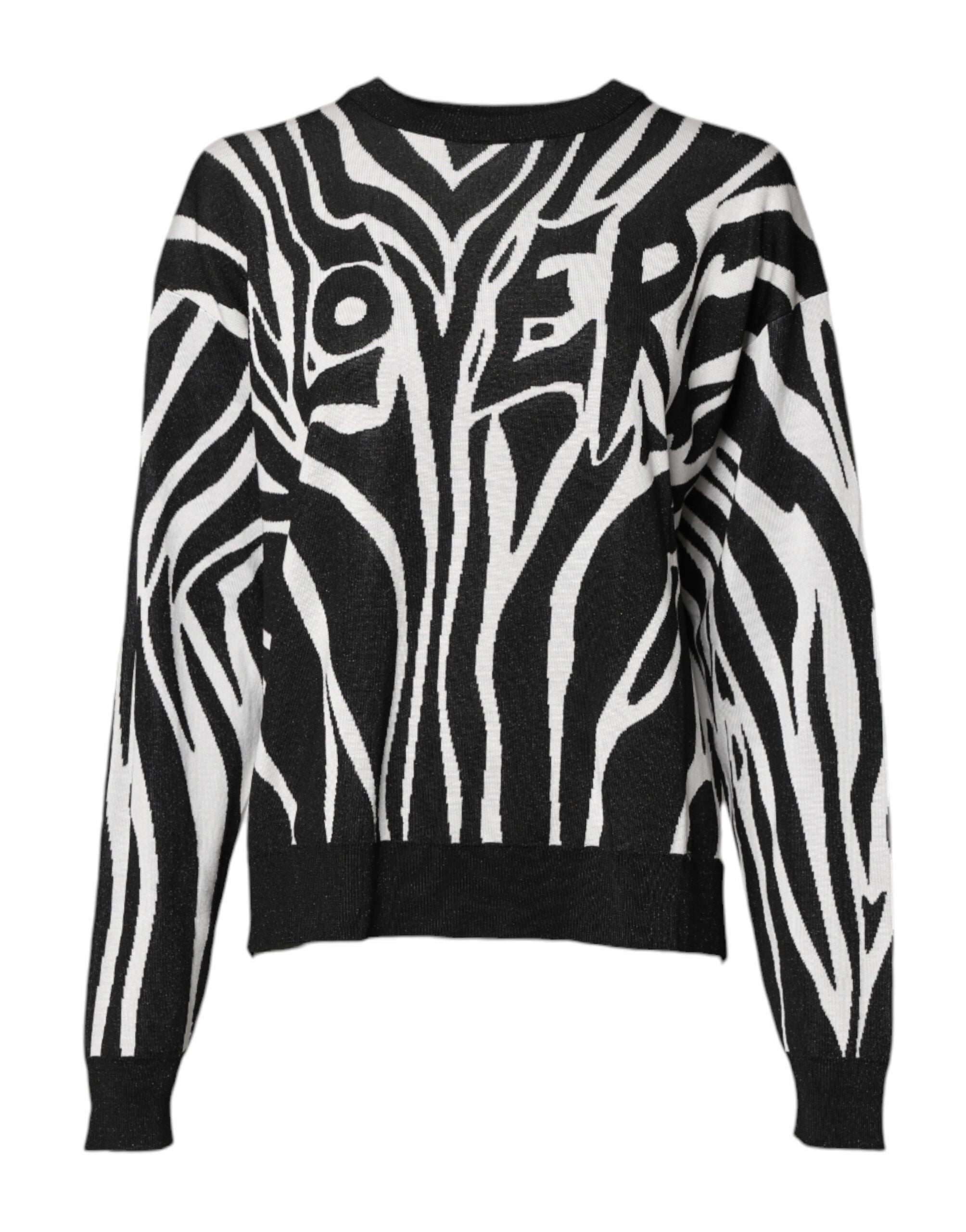 Dolce & Gabbana Schwarzer weißer Druck Frauen Pullover Sweater