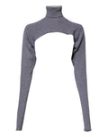 Dolce & Gabbana Grauer Wollstrick-Rollkragenpullover mit Rundhalsausschnitt