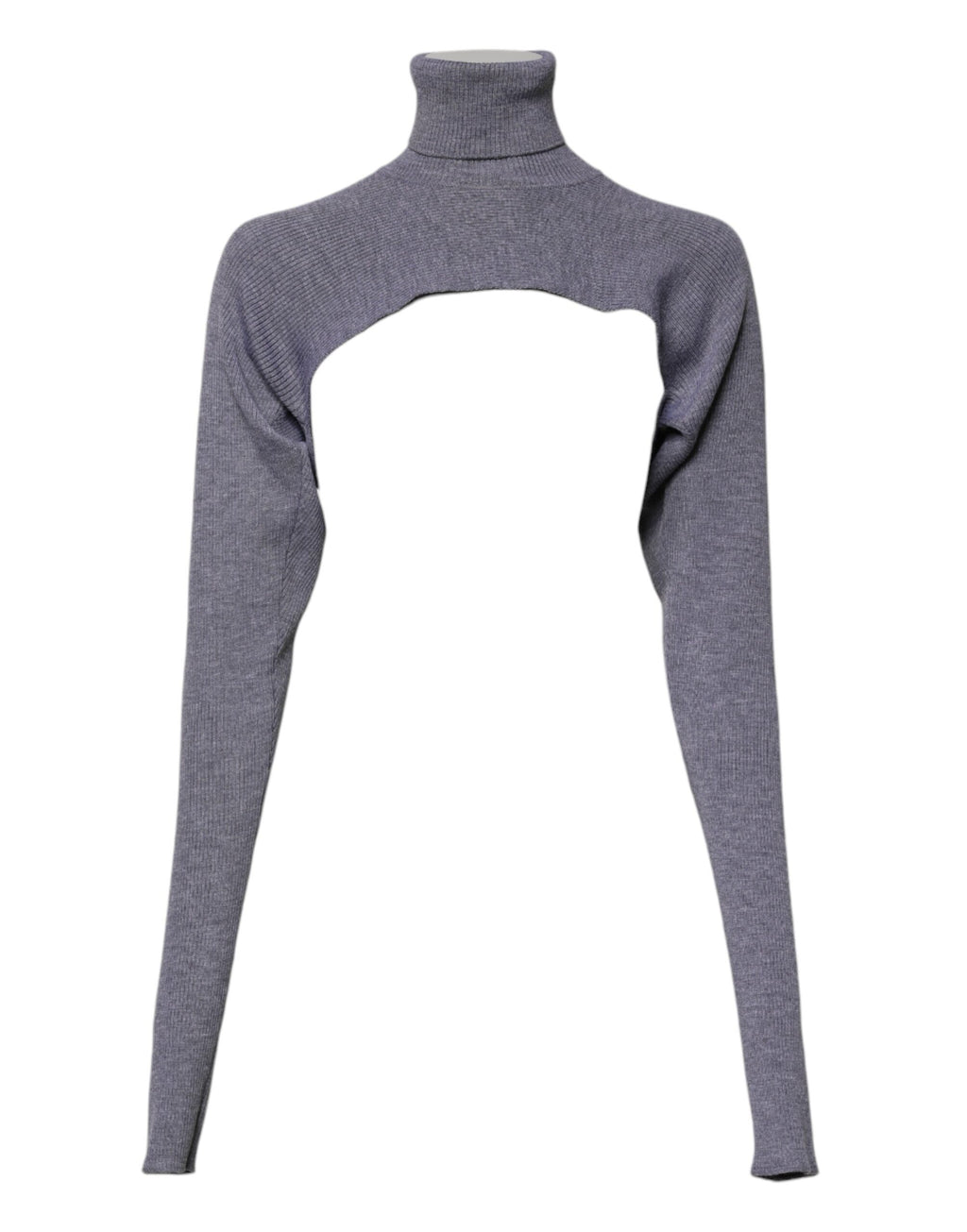 Dolce & Gabbana Grauer Wollstrick-Rollkragenpullover mit Rundhalsausschnitt